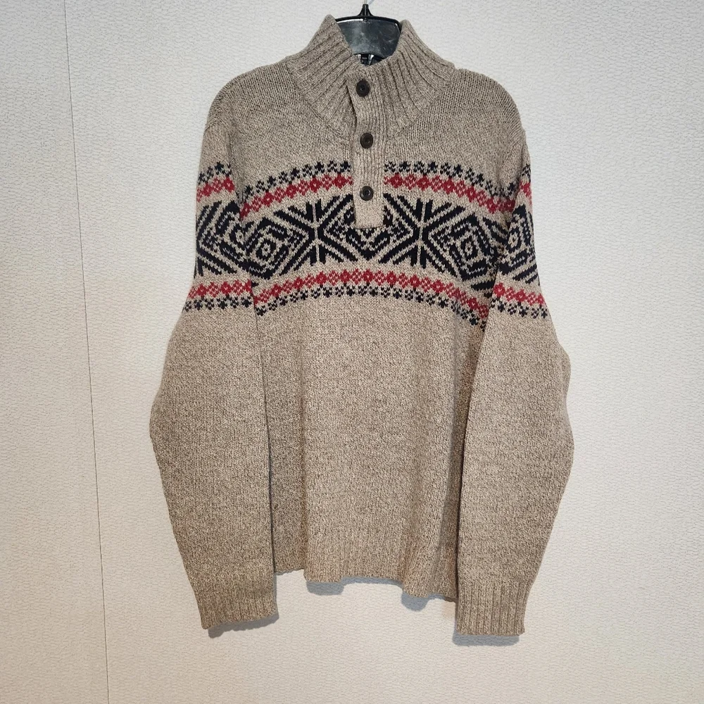 American Eagle Henley Button Front Mens Sweater Size Large Chunky Gramdpa